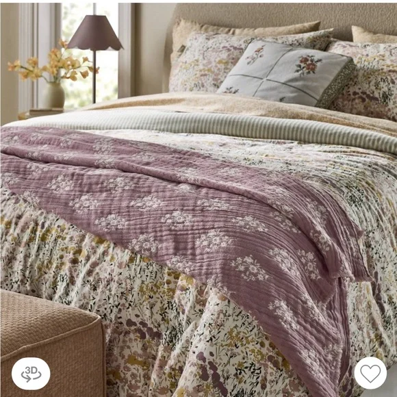 Studio McGee Bundle Purple/Cream Jaquard Throw Blanket & Pillow